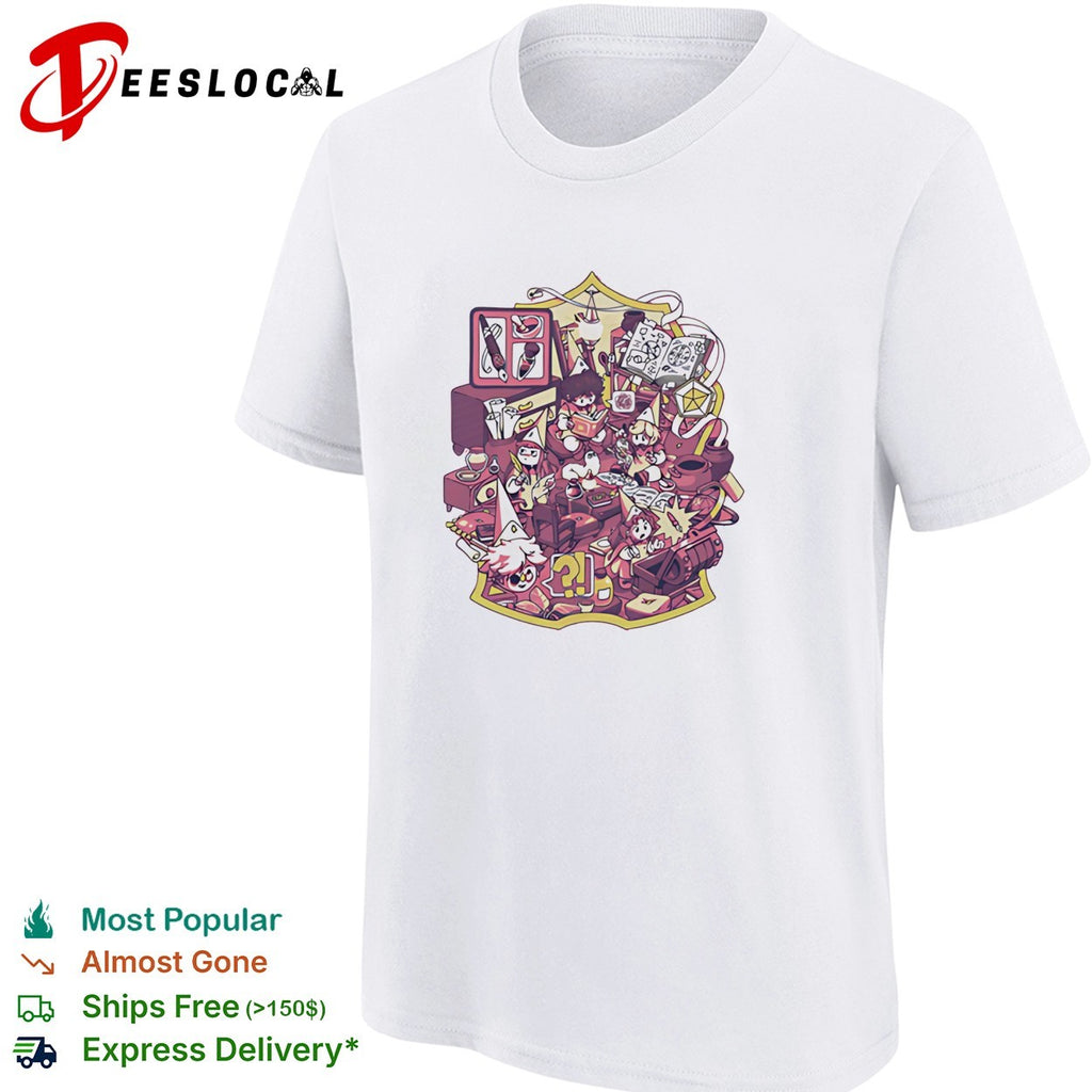 Dungeons and Dragons cozy room chaos tabletop RPG scene illustrated art shirt