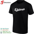 E fuckinough bold curly script baseball style varsity lettering funny graphic shirt