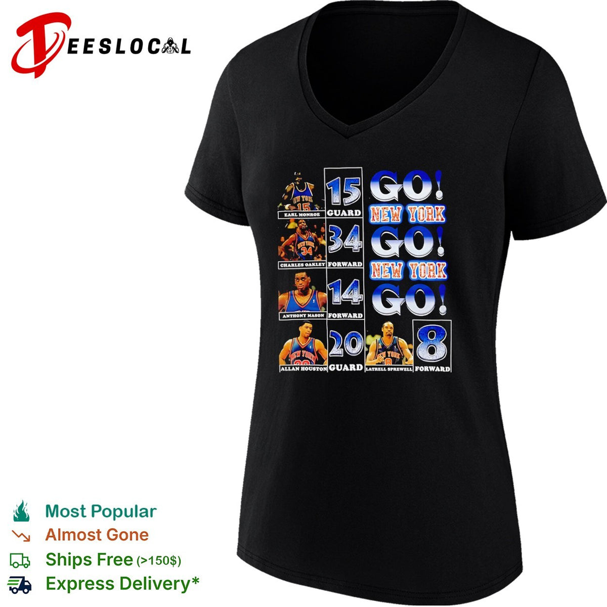 Earl Monroe Charles Oakley Anthony Mason Allan Houston Latrell Sprewell Knicks shirt