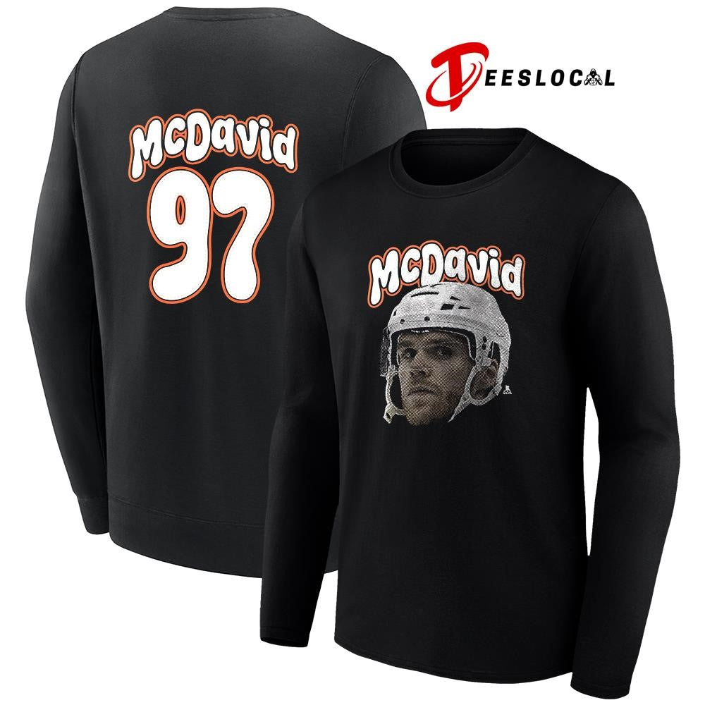 Edmonton Oilers Connor McDavid portrait name and number shirt