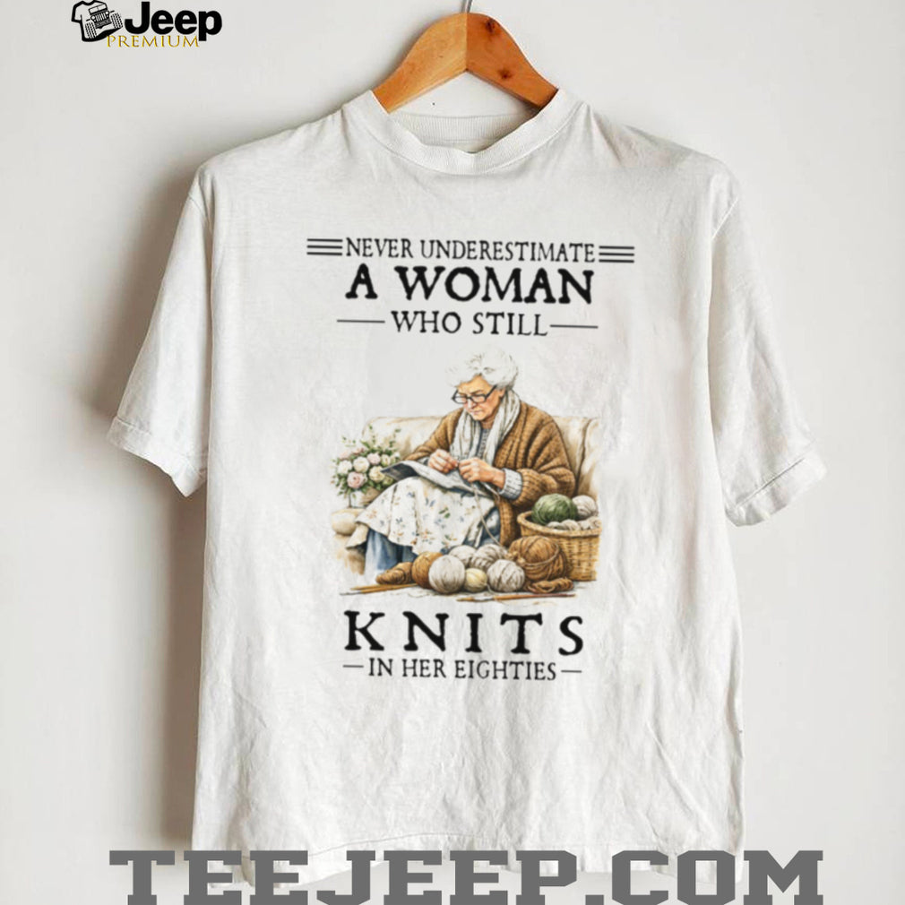 Eighty Year Old Woman Knitting Crafter Grandma T Shirt