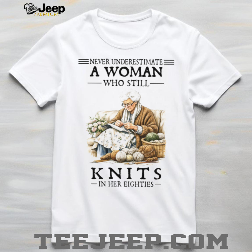Eighty Year Old Woman Knitting Crafter Grandma T Shirt