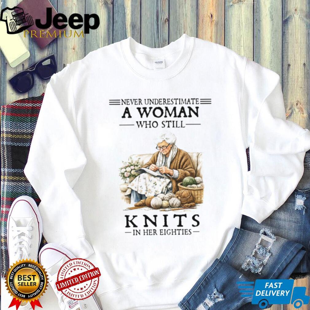 Eighty Year Old Woman Knitting Crafter Grandma T Shirt