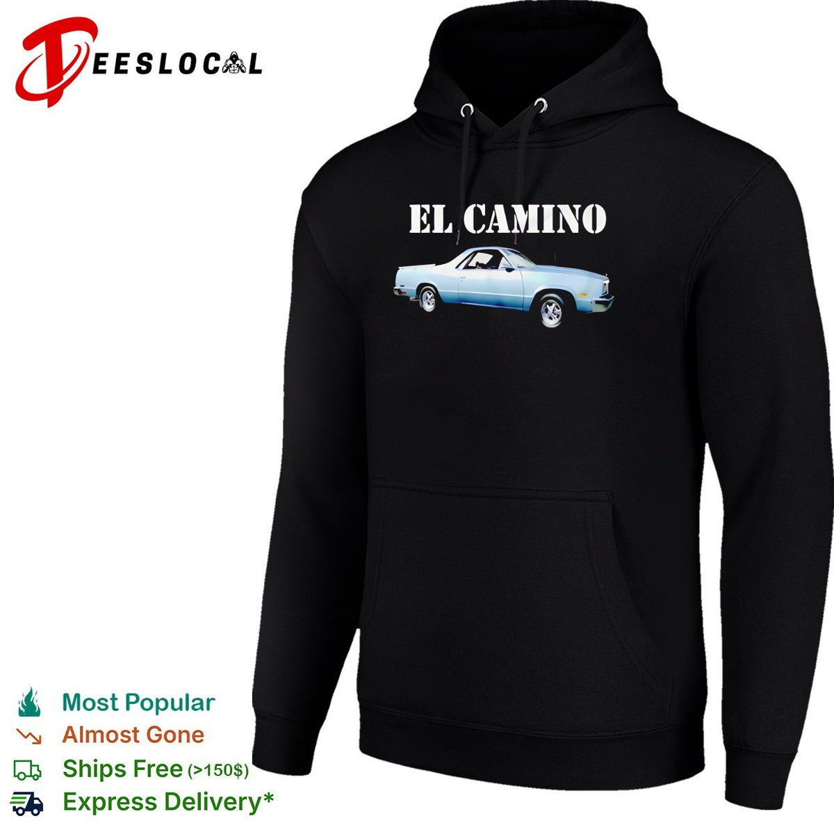 El Camino classic silver pickup truck bold stencil lettering vintage graphic shirt