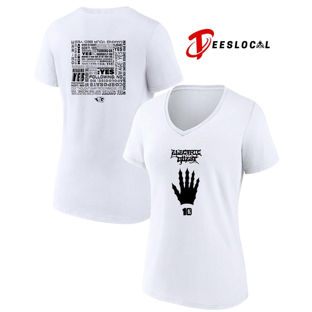 Electric guest making your bed yes reading yes logo shirt