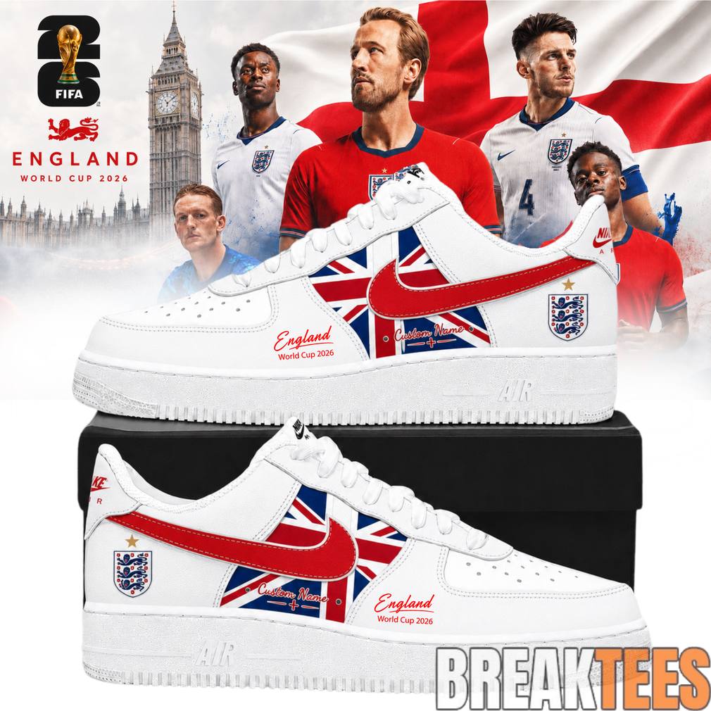 England Football Team x World Cup 2026 Custom Air Force 1 Shoes