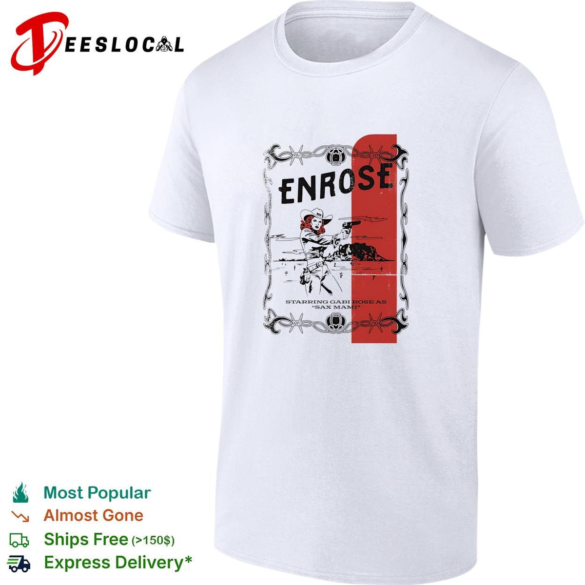 Enrose Starring Gabi Rose as Sax Mami Western Desert Cowboy Theme graphic shirt