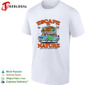Escape to nature 1993 van life adventures blue van travel pack luggage print shirt