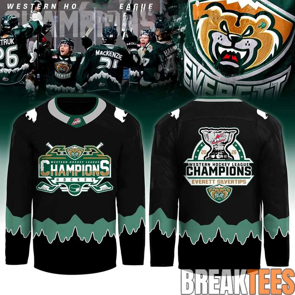 Everett Silvertips Western Hockey League Champions 2026 Hockey Jersey – Black