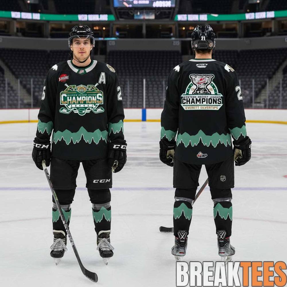 Everett Silvertips Western Hockey League Champions 2026 Hockey Jersey – Black