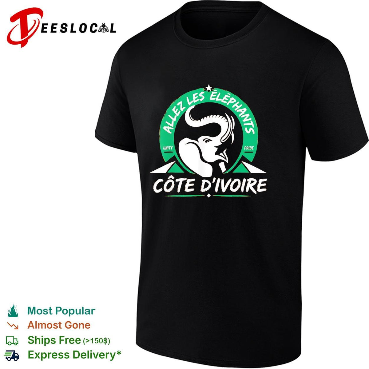Allez les Elephants Cote d’Ivoire elephant crest badge shirt
