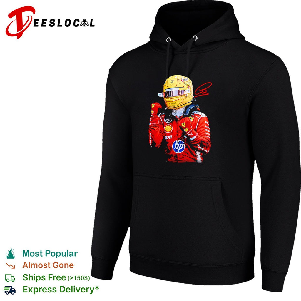 F1 Ferrari driver yellow helmet portrait autograph art shirt