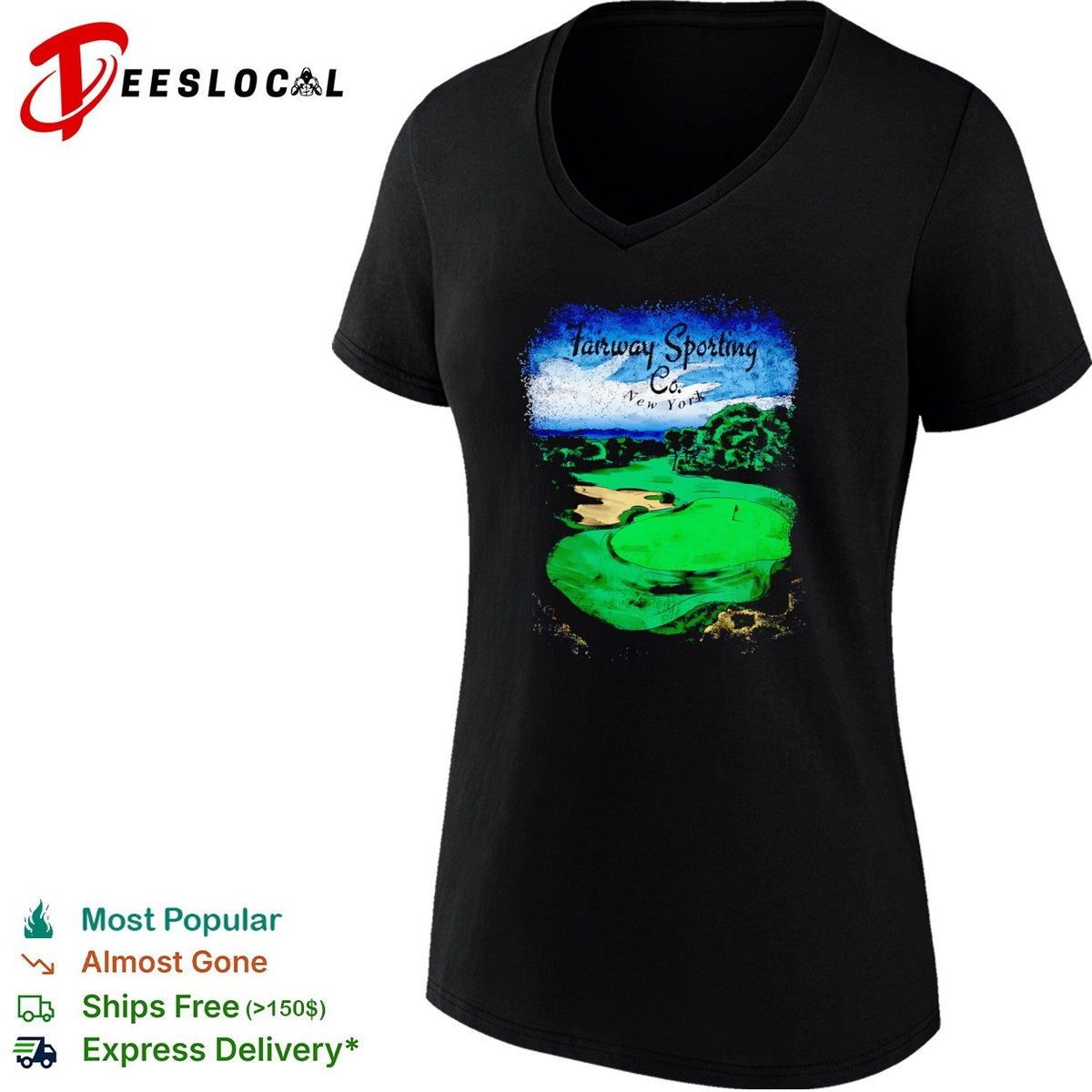 Fairway Sporting Co New York Golf Course Green Flag Sand Trap Landscape shirt