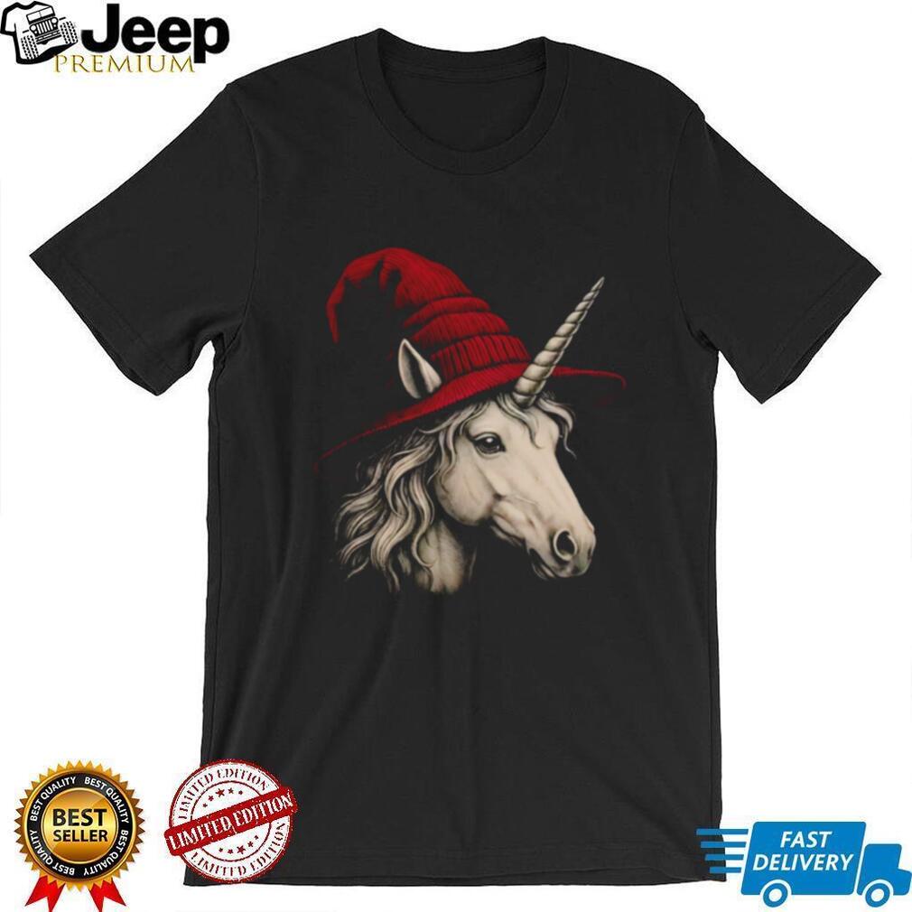 Fantasy Unicorn Red Wizard Hat Magic Creature Halloween T Shirt