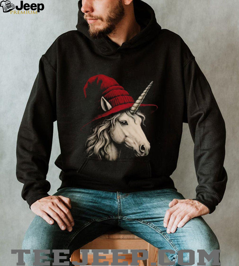 Fantasy Unicorn Red Wizard Hat Magic Creature Halloween T Shirt