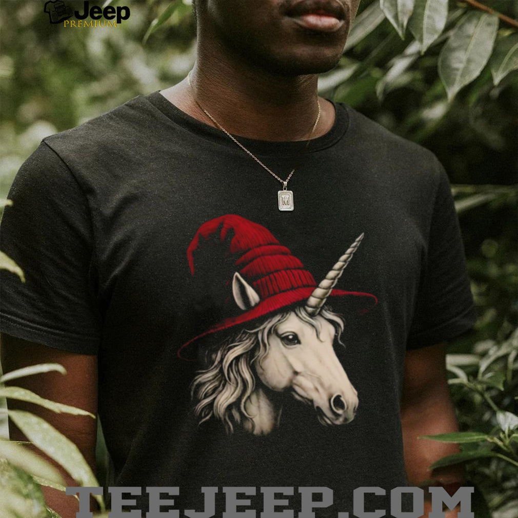 Fantasy Unicorn Red Wizard Hat Magic Creature Halloween T Shirt