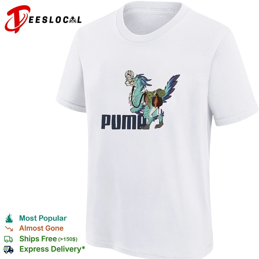 Fantasy bird creature with saddle and gear sports logo shirt