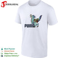 Fantasy bird creature with saddle and gear sports logo shirt