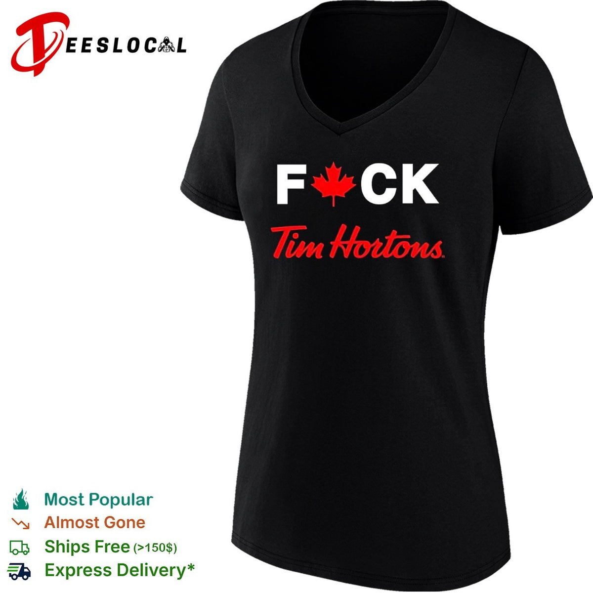 Fck Canadian Maple Leaf Tim Hortons Parody Logo Coffee Culture Minimalist Shirt