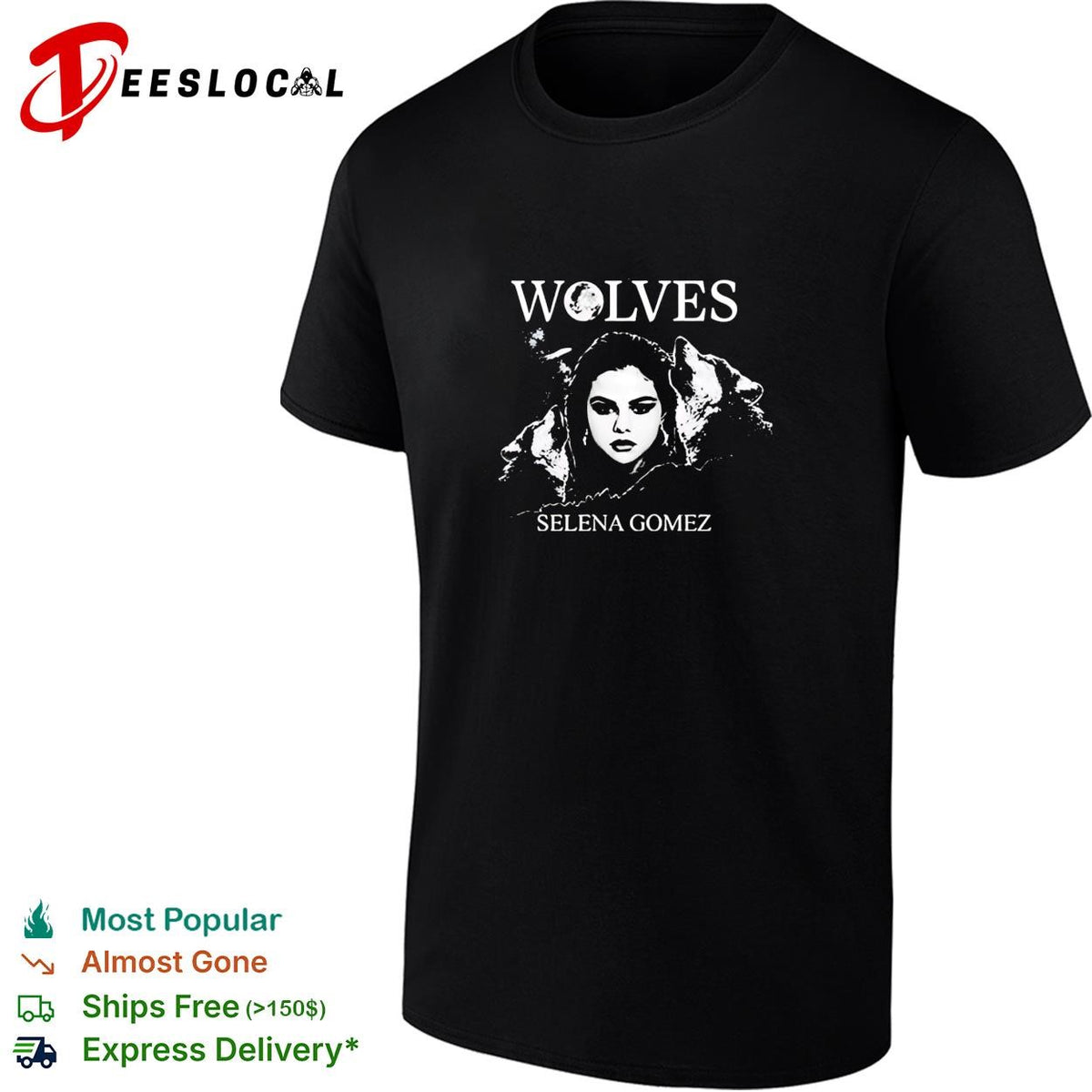 Female artist wolves portrait moon art shirt