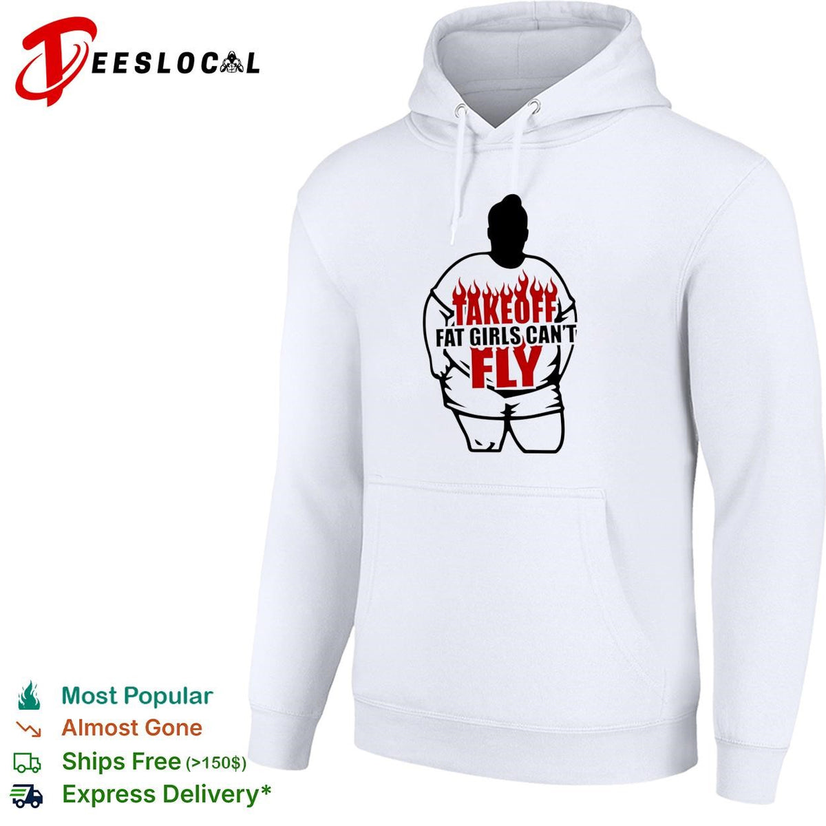 Female silhouette takeoff flames bold text edgy humor shirt