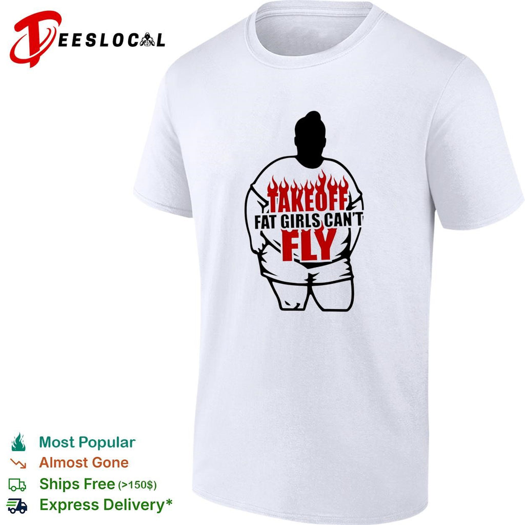 Female silhouette takeoff flames bold text edgy humor shirt