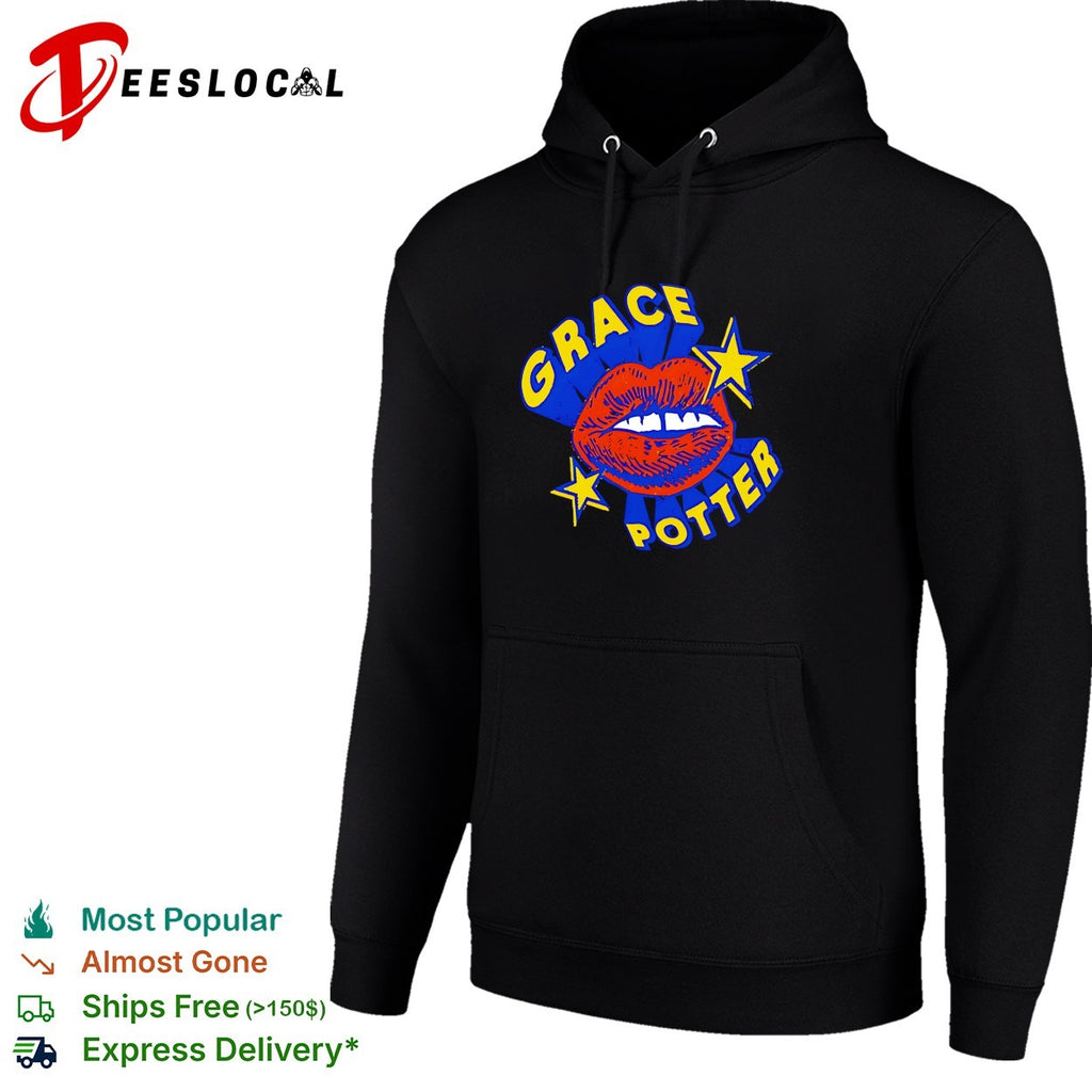 Female vocalist bold lips stars retro pop art logo concert shirt