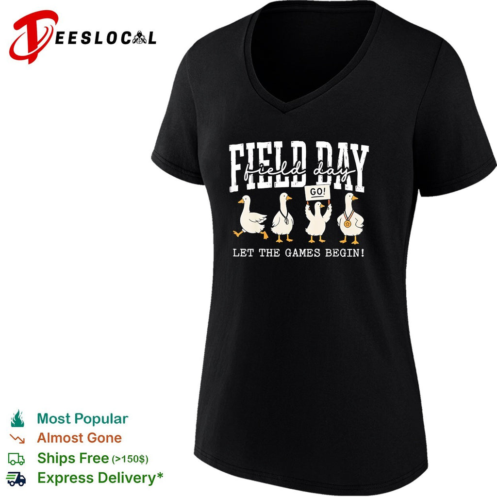 Field Day geese go let the games begin school event cartoon art shirt