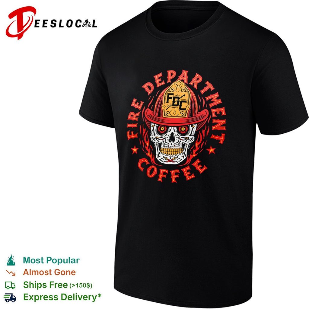 Fire Department Coffee FDC Skull Helmet Logo Fire Department Coffee shirt