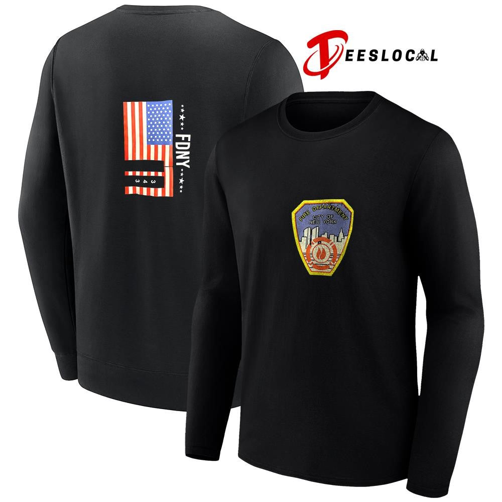Fire Department city of New York FDNY USA flag logo shirt