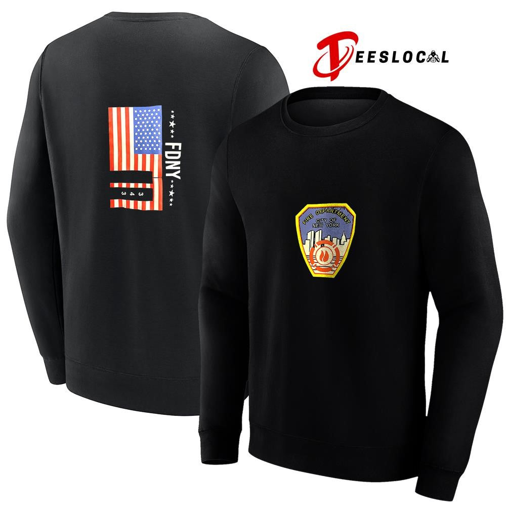 Fire Department city of New York FDNY USA flag logo shirt