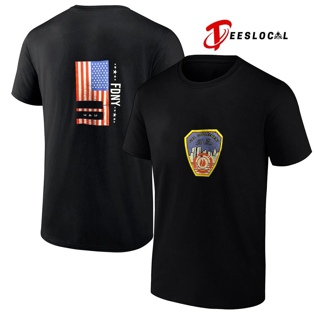Fire Department city of New York FDNY USA flag logo shirt