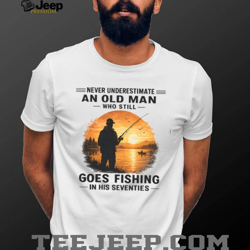 Fishing Old Man Sunset Fisherman Retirement Hobby Shirt