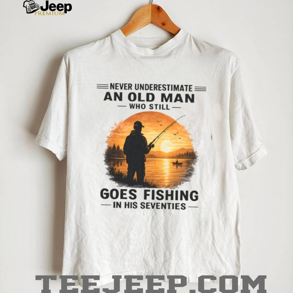 Fishing Old Man Sunset Fisherman Retirement Hobby Shirt