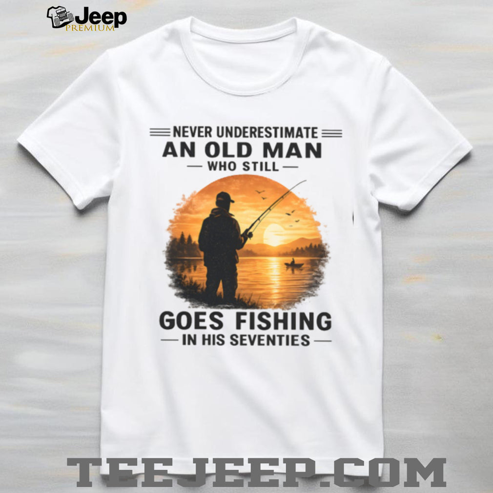 Fishing Old Man Sunset Fisherman Retirement Hobby Shirt