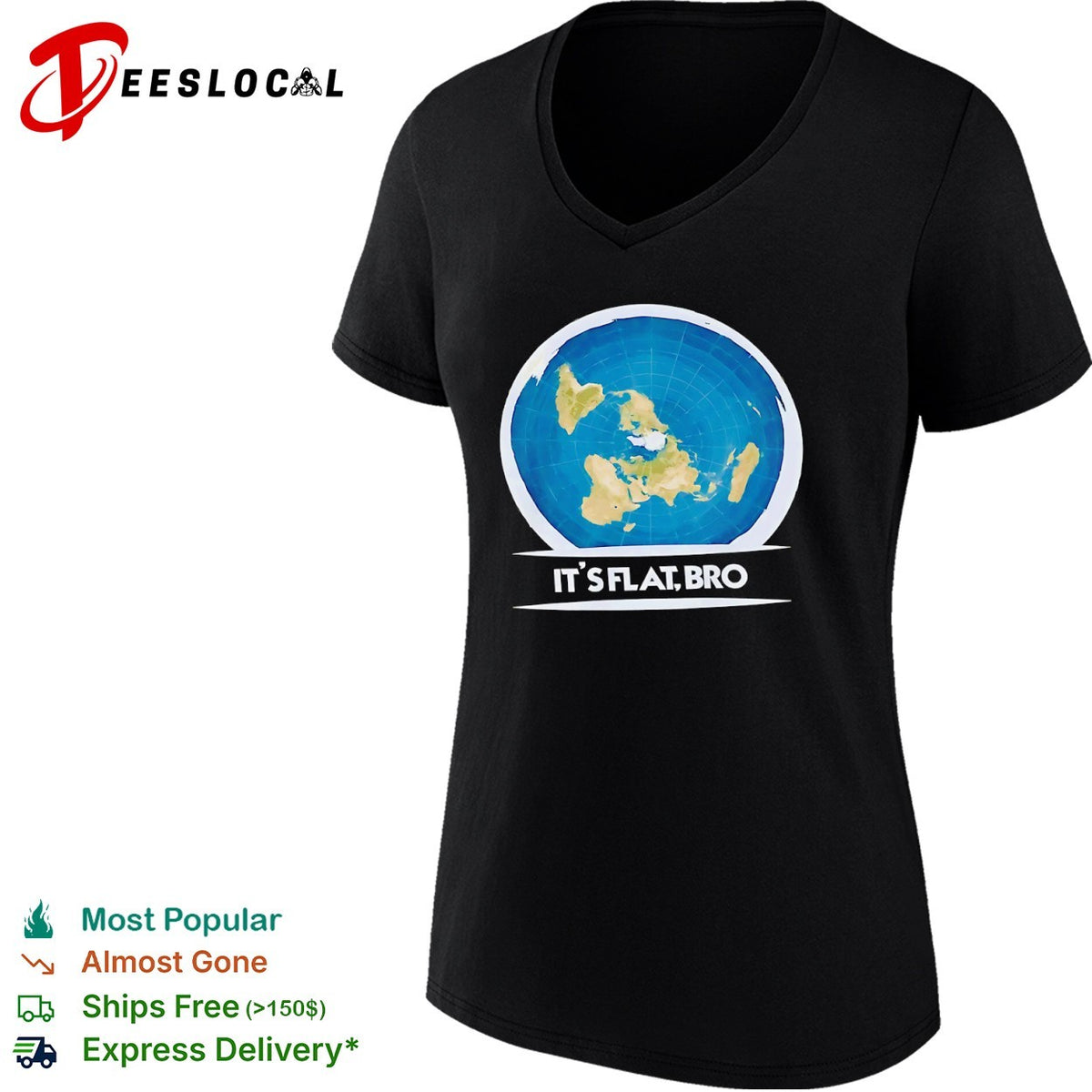Flat Earth Map It is Flat Bro and Conceptual Cartography shirt