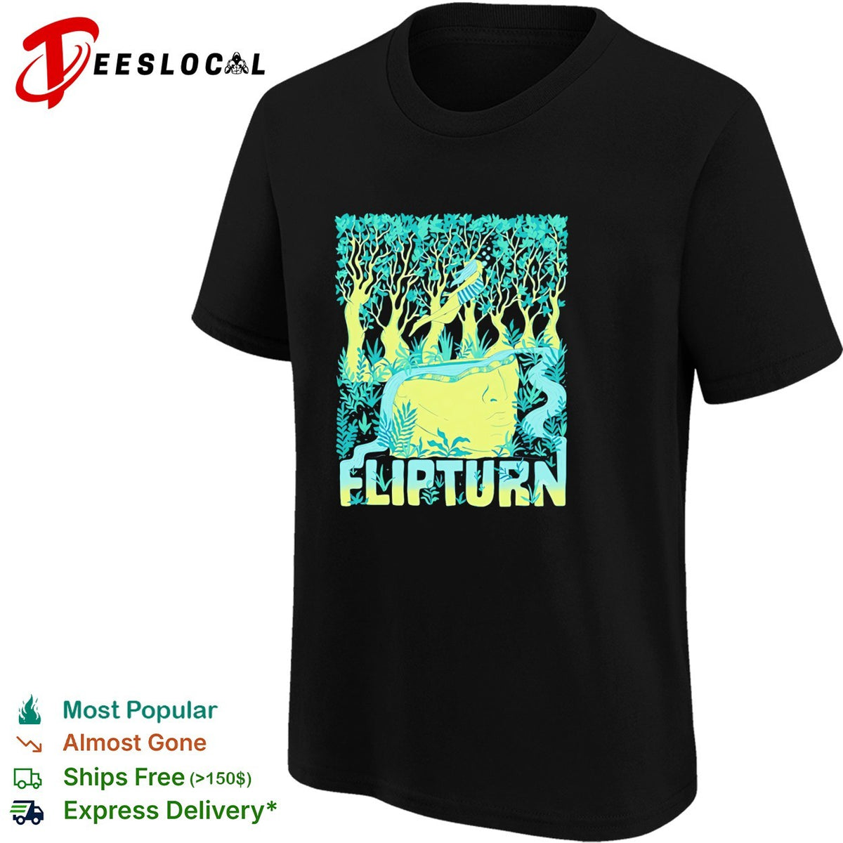 Flipturn band forest nature illustration concert shirt