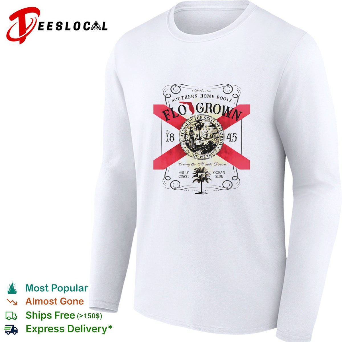 Flo Grown southern home roots Florida seal gulf coast ocean side shirt