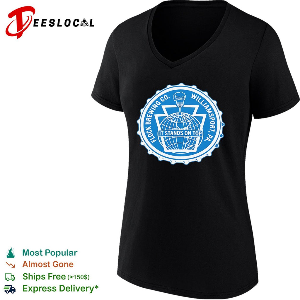 Flock Brewing Co Williamsport PA it stands on top bottle cap badge shirt