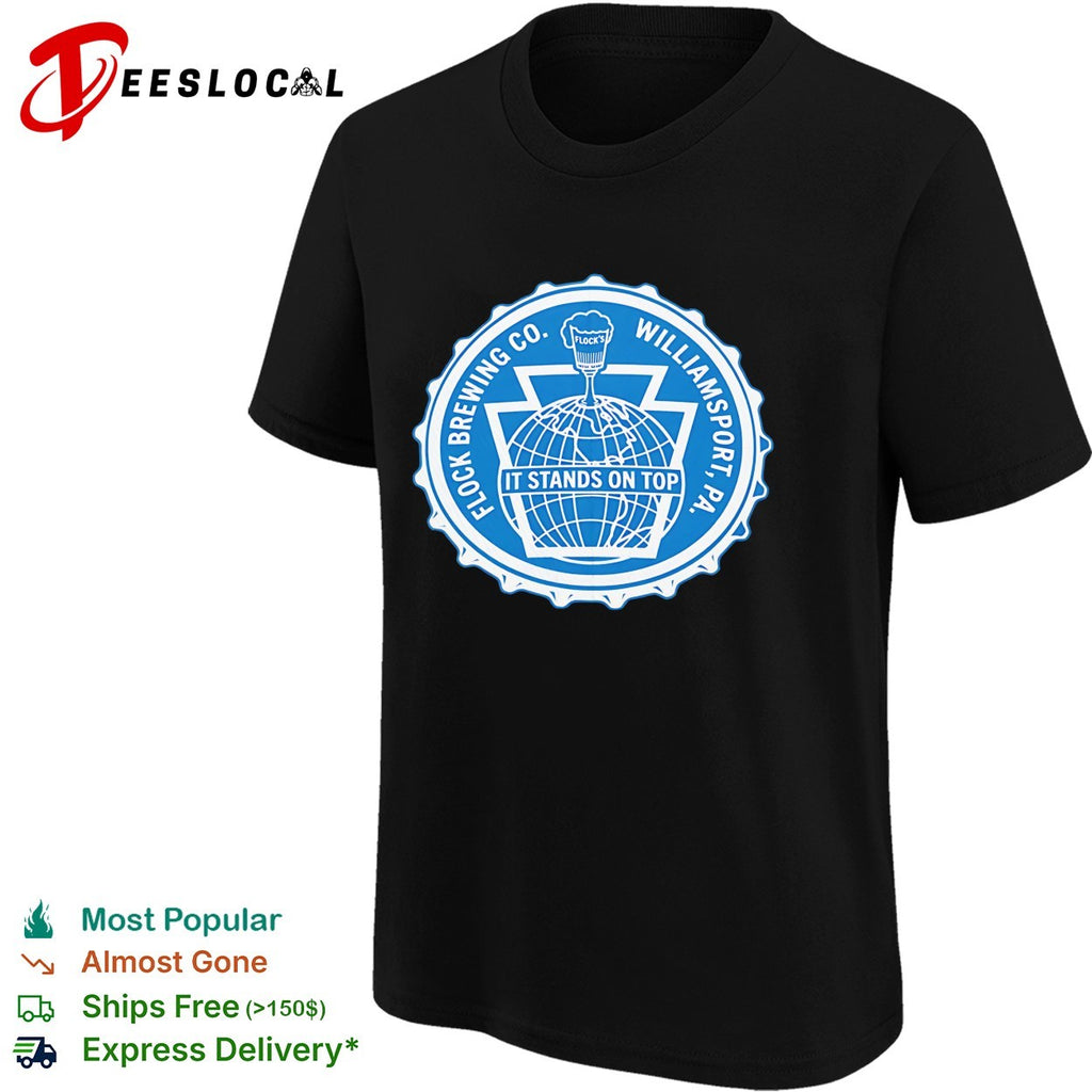 Flock Brewing Co Williamsport PA it stands on top bottle cap badge shirt