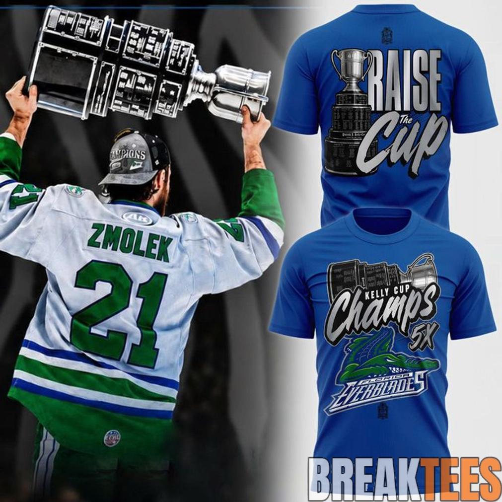 Florida Everblades Kelly Cup Champions 5X Championship 3D T-Shirt