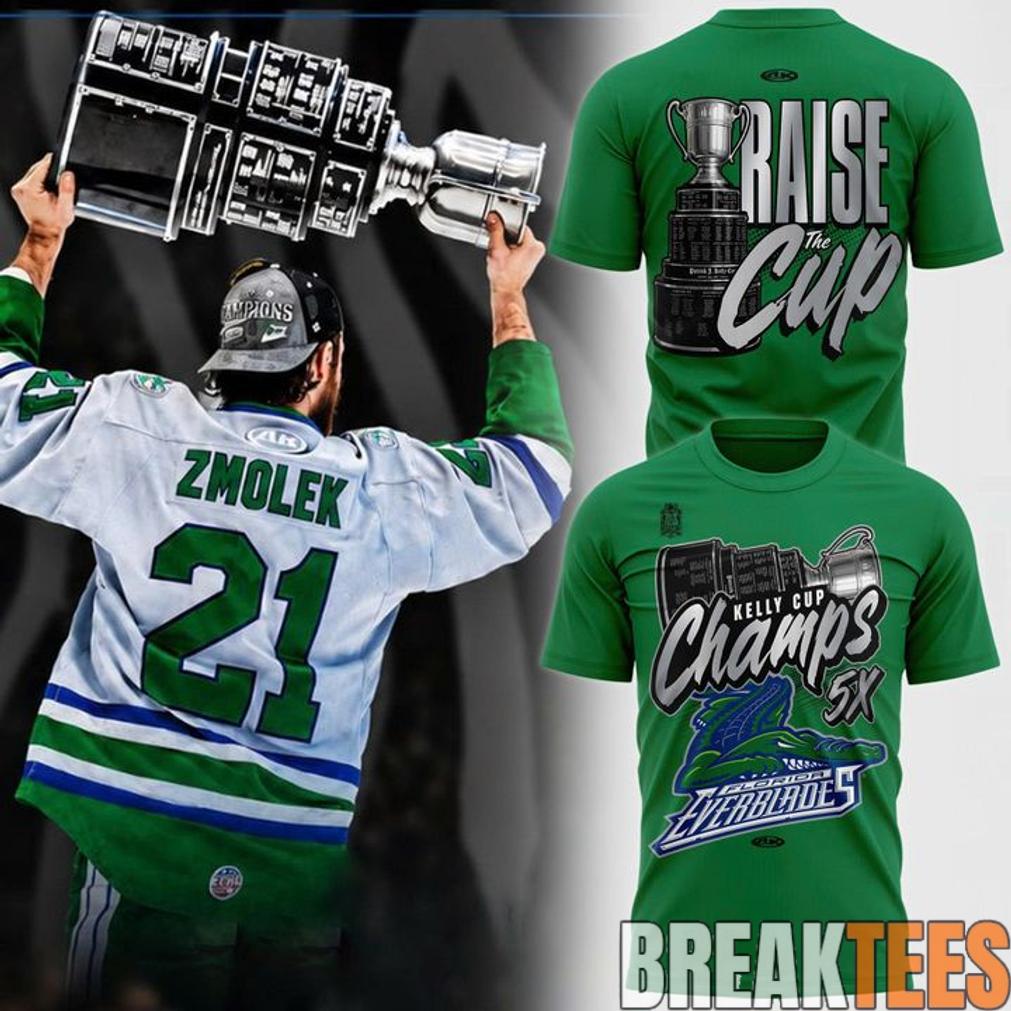 Florida Everblades Kelly Cup Champions 5X Championship 3D T-Shirt