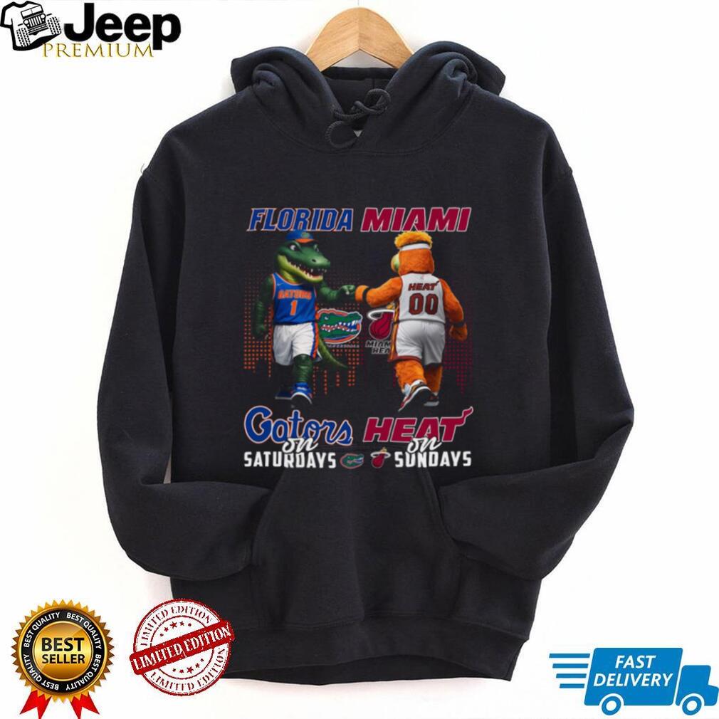 Florida Gators and Miami Heat Mascot “Gators on Saturdays Heat on Sundays” T Shirt