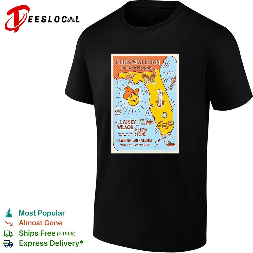 Florida map cartoon musicians Raymond James Stadium Tampa 2026 concert art shirt