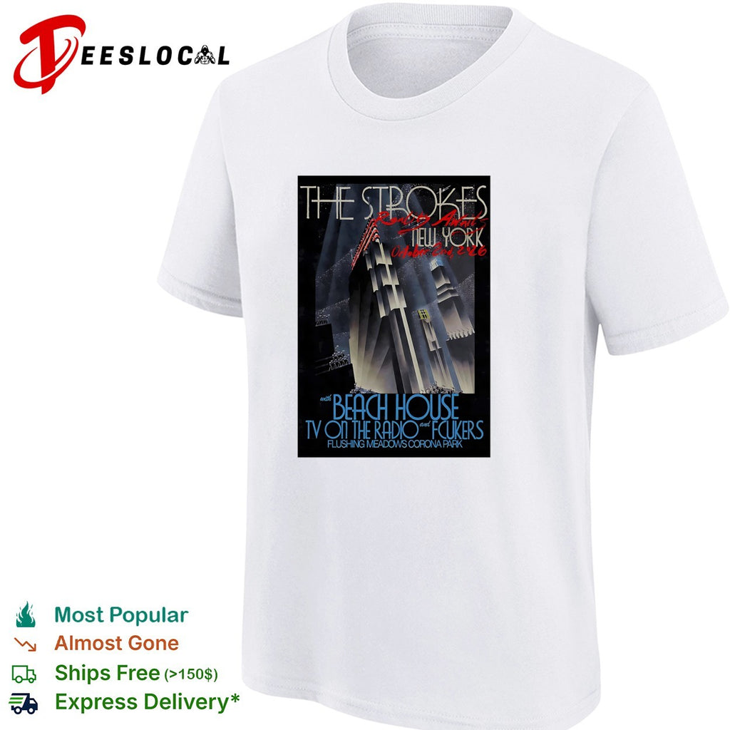 Flushing Meadows Corona Park Art deco cityscape concert multi-artist poster art shirt