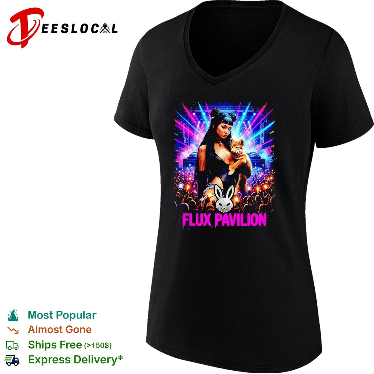 Flux Pavilion Wickzeo Rabbit Logo Rave Music Concert shirt