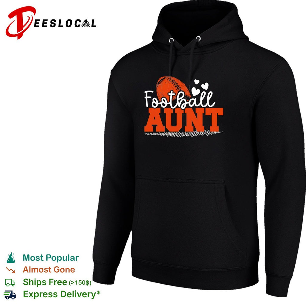 Football aunt hearts bold text shirt