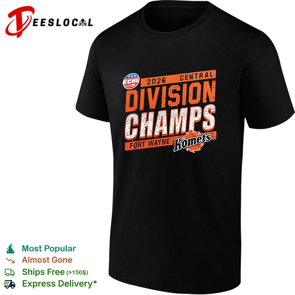 Fort Wayne Komets 2026 Central Division Champs ECHL Hockey League Champion shirt