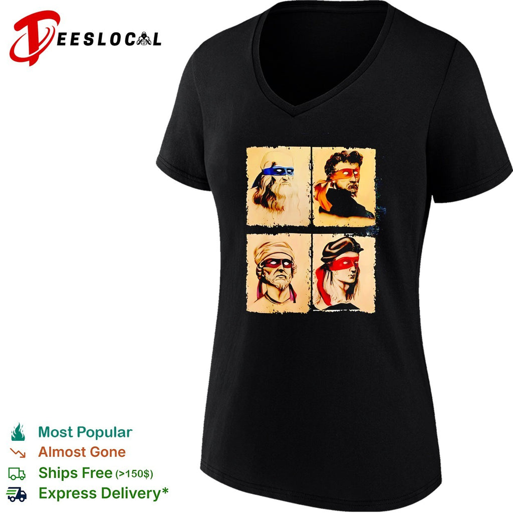 Four masked vigilante portraits bandana colors renaissance art shirt
