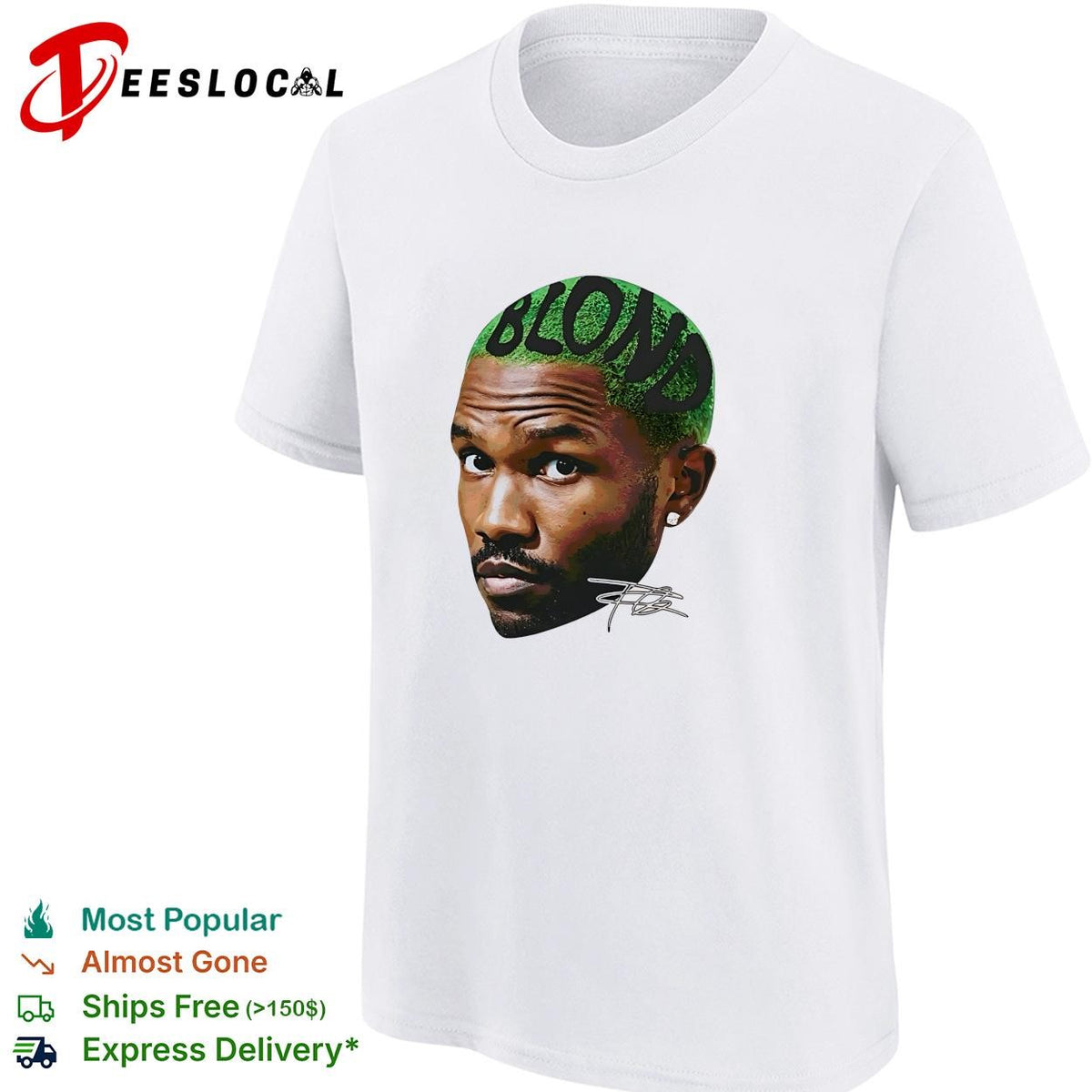 Frank Ocean Blonde portrait caricature music graphic shirt